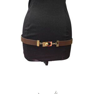 Chico's Brown Leather Statement Belt Adjustable Size Medium/large